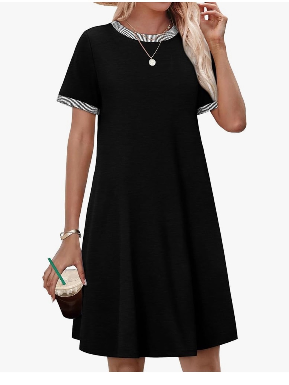 🆕 NWT - Women’s Short Sleeve T Shirt Dress- Size XL- black - Picture 7 of 9